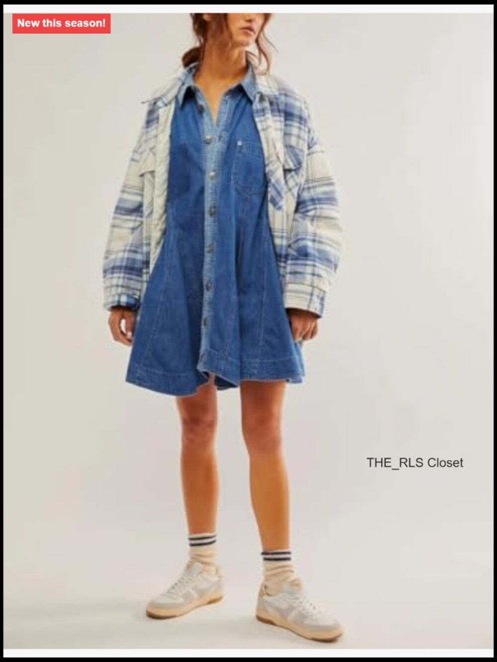 Long Sleeve Button Down Denim Dress A Line Swing Ruffle Midi with Pockets - Picture 3 of 5